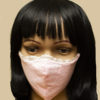 Cloth Face Mask Covered with White Lace, 100% Cotton, Elastic Straps